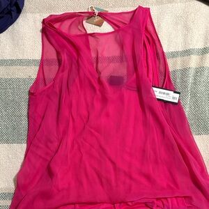 Heather by Bordeaux hot  Pink Sleeveless sheer top M.